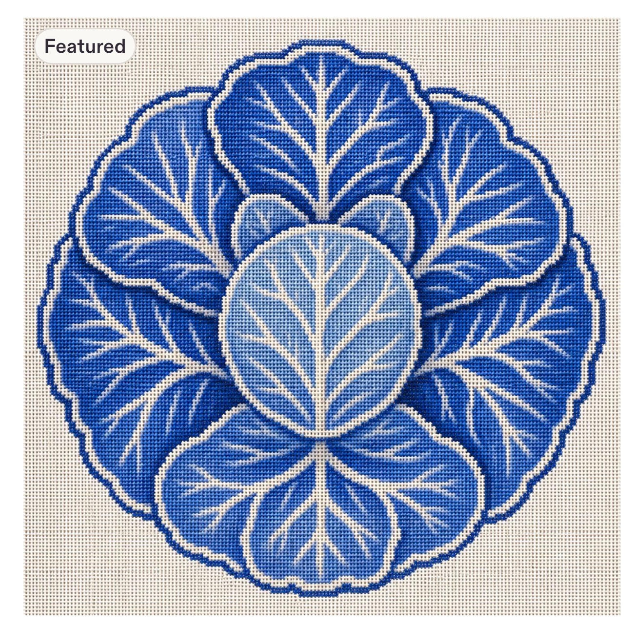 Cabbage Plate Blue Needlepoint Canvas