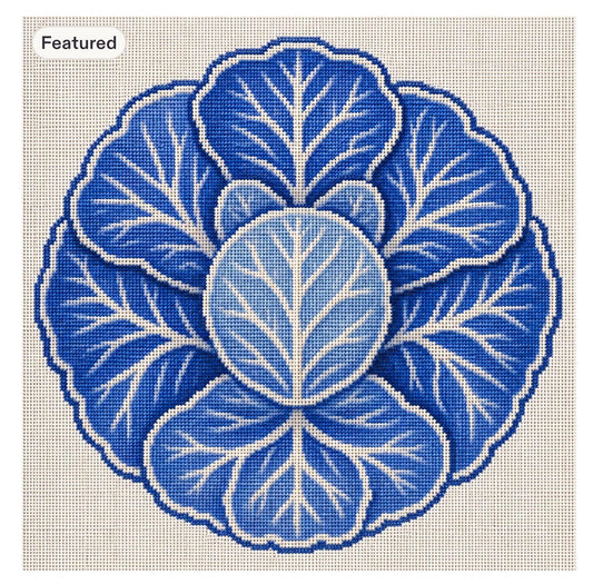 Cabbage Plate Blue Needlepoint Canvas