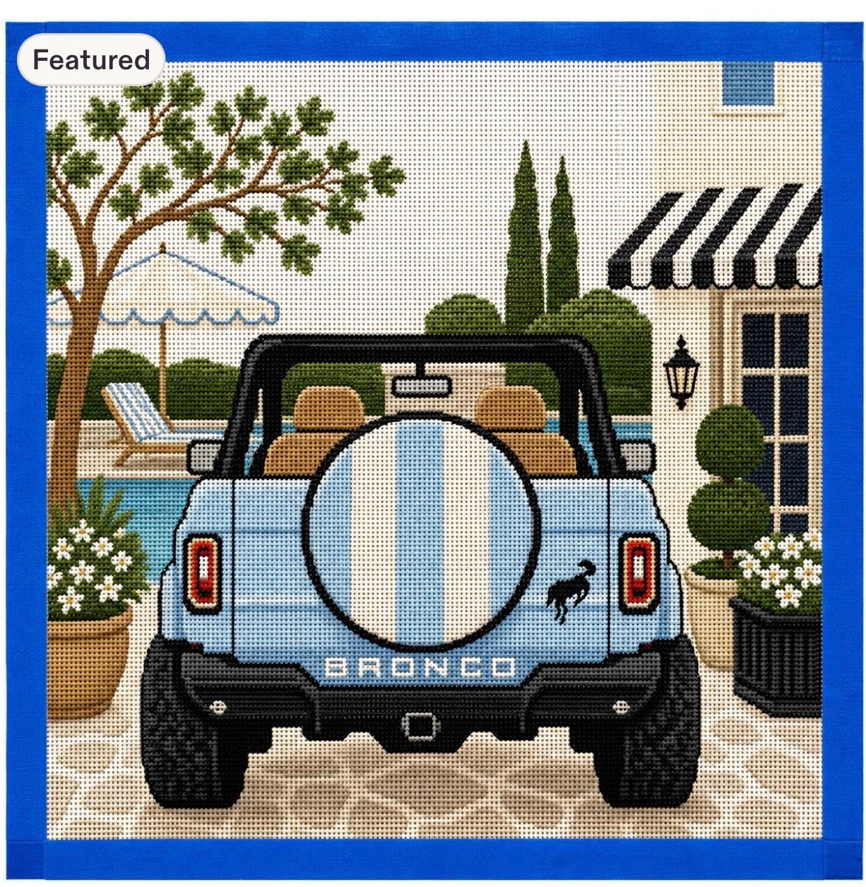 Blue Bronco Needlepoint Canvas