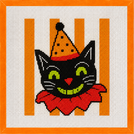 Halloween Party Cat Printed Needlepoint Canvas