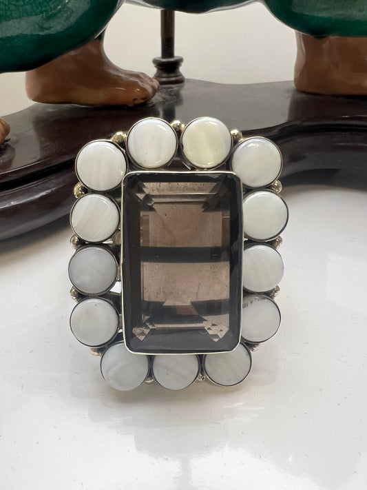 Melody Vintage Smokey Quartz and Agate Bracelet #90734