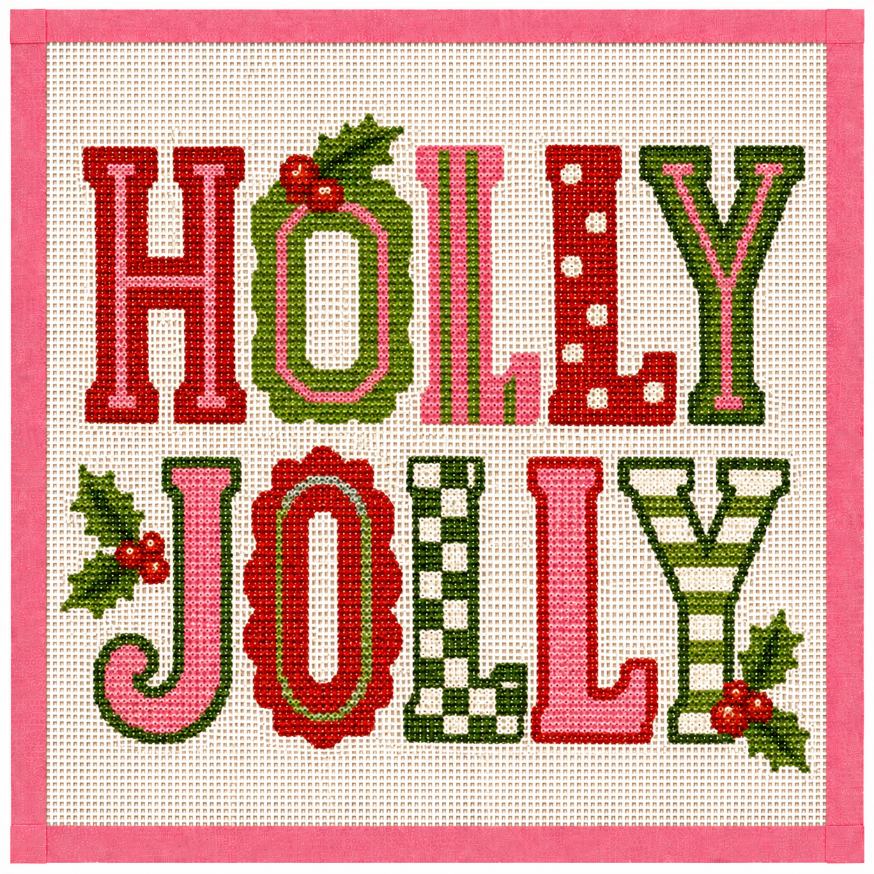 Holly Jolly Printed Needlepoint Canvas
