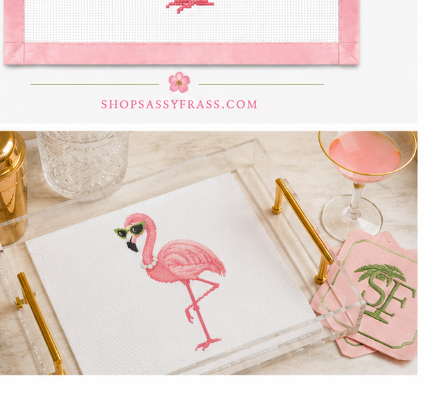 Jungle Club Flamingo Printed Needlepoint Canvas
