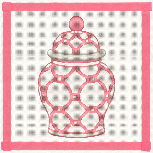 Pink Lattice Jar Needlepoint Canvas