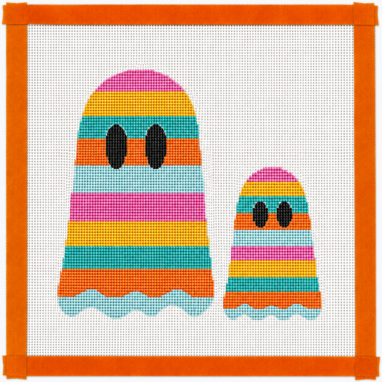 Halloween Disco Ghosts Printed Needlepoint Canvas