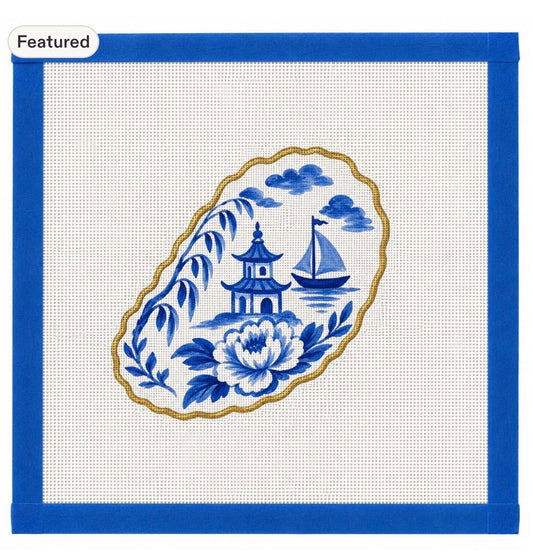 Chinoiserie Oyster Shell Needlepoint Canvas
