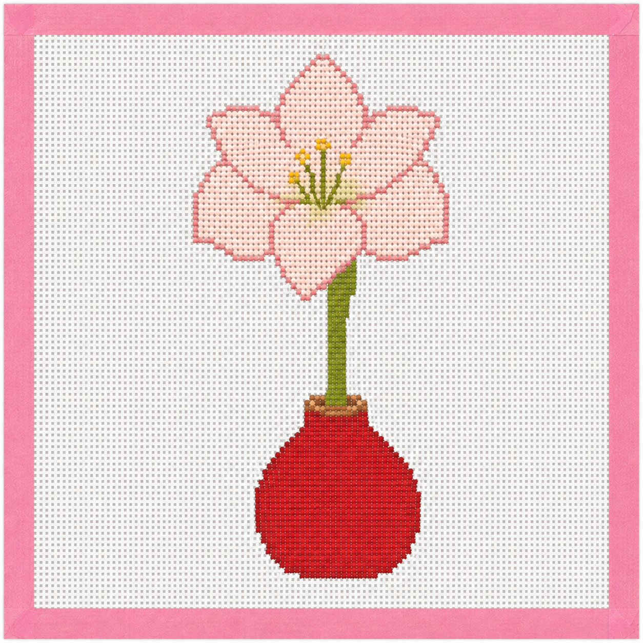 Waxed Amaryllis Bulb Needlepoint Canvas