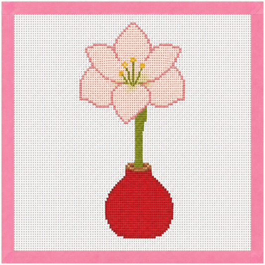 Waxed Amaryllis Bulb Needlepoint Canvas