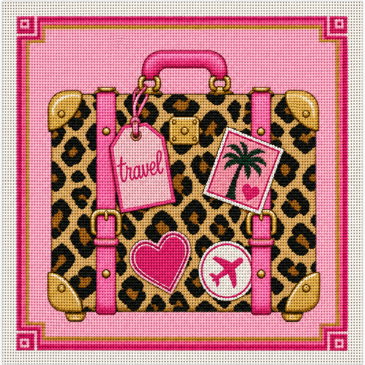 Leopard Suitcase Printed Needlepoint Canvas