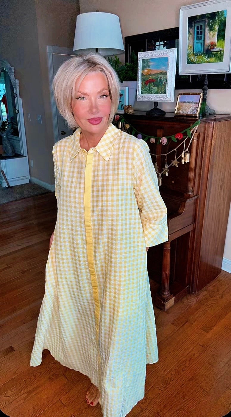 In Love with Gingham Midi Dress