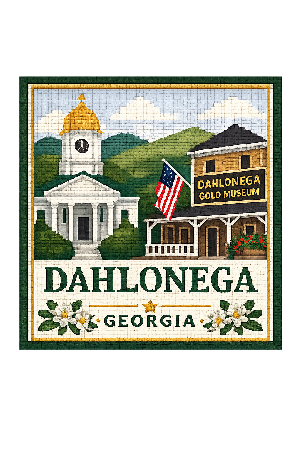 Dahlonega Georgia Printed Needlepoint Canvas