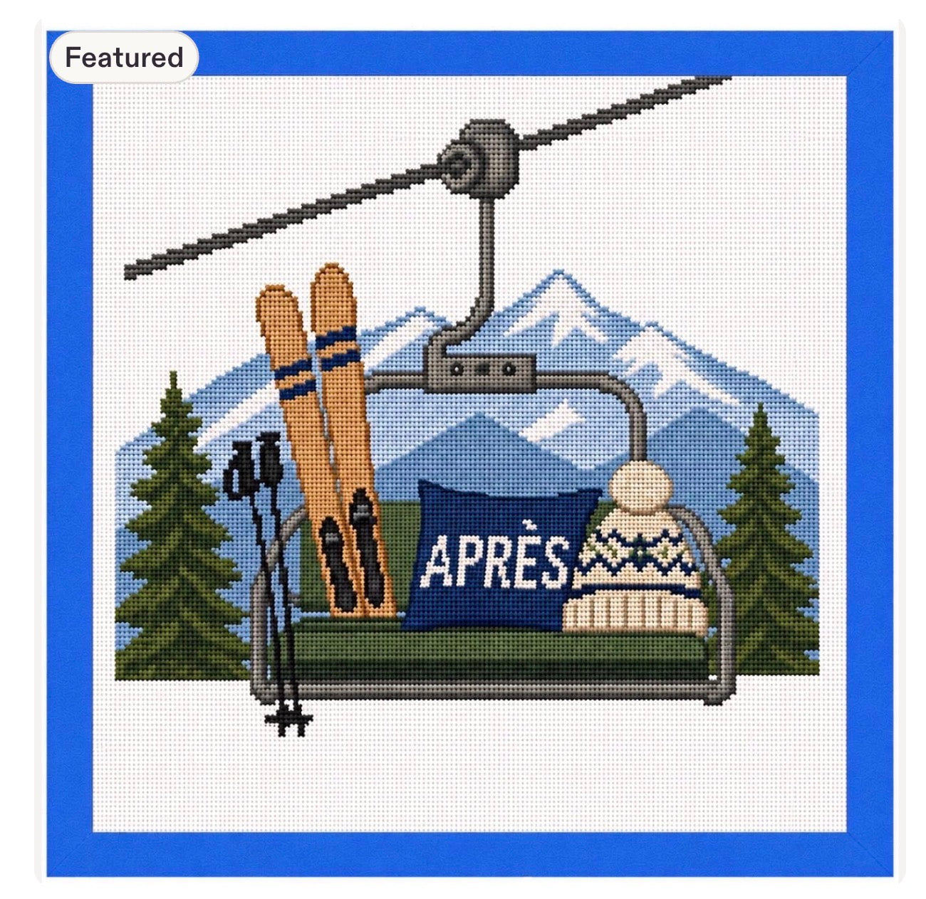 Apres Ski Lift Needlepoint Canvas