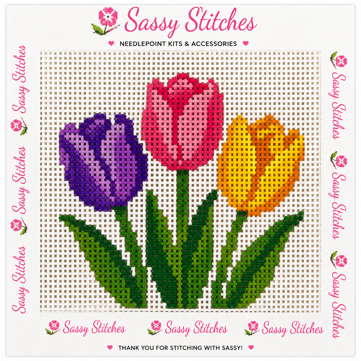 Tulips Printed Needlepoint Canvas