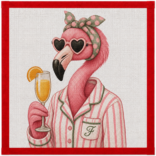 Flamingo in Pajamas Printed Needlepoint Canvas