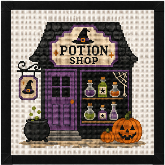 Halloween Potion Shoppe Printed Needlepoint Canvas