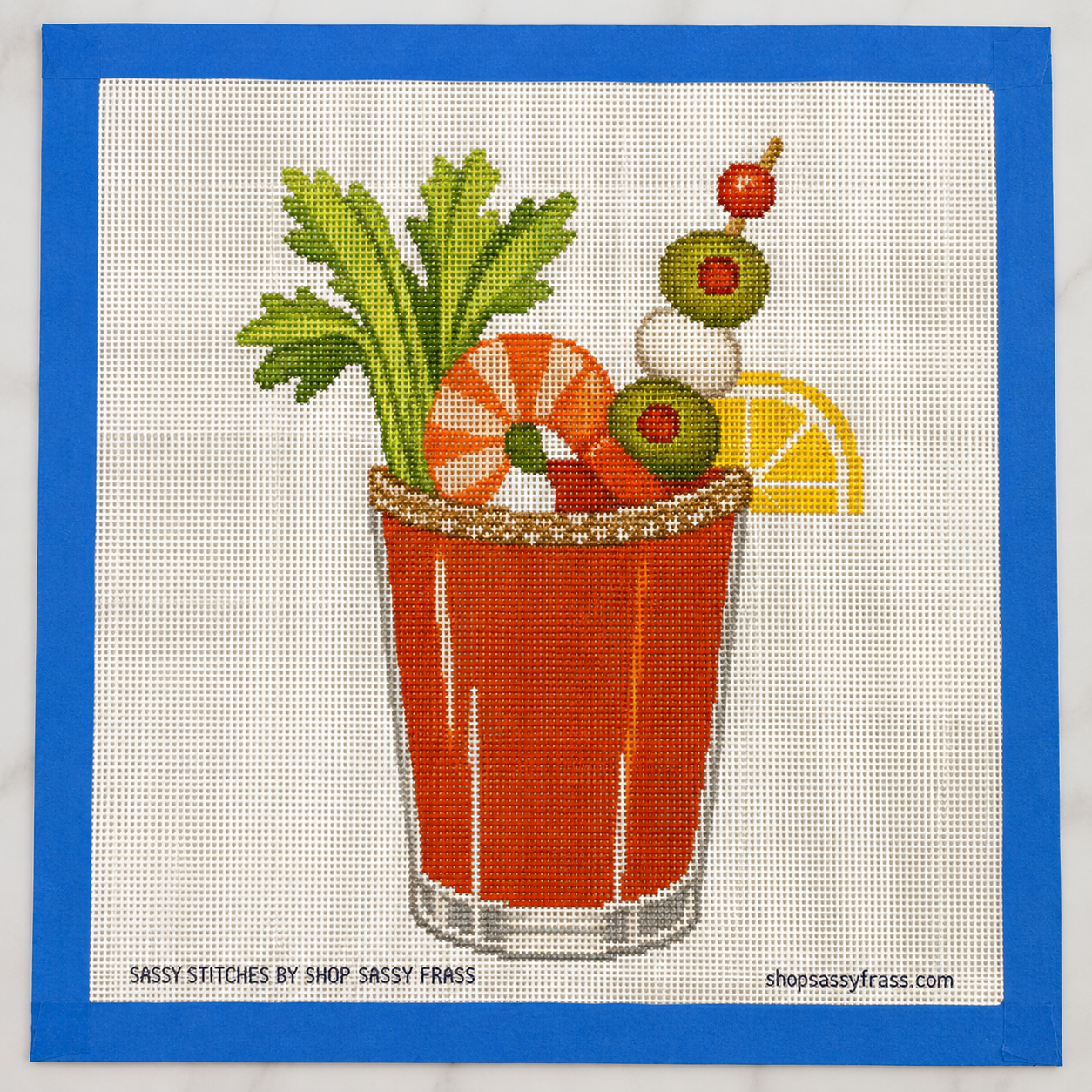 Bloody Mary Cocktail Drink Printed Needlepoint Canvas
