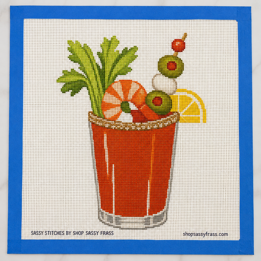 Bloody Mary Cocktail Drink Printed Needlepoint Canvas