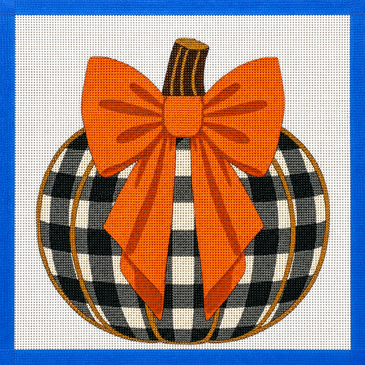 Checked Pumpkin Needlepoint Canvas