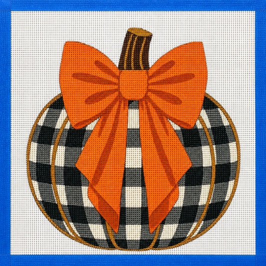 Checked Pumpkin Needlepoint Canvas