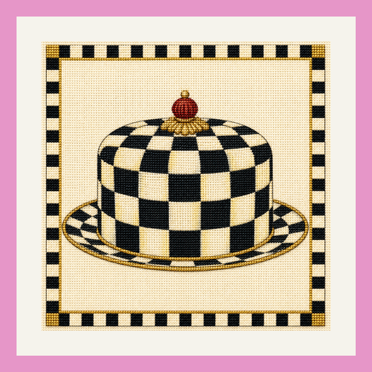 Inspired Checked Cake Dome Printed Needlepoint Canvas