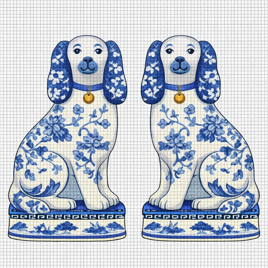 Staffordshire Dogs Printed Needlepoint Canvas