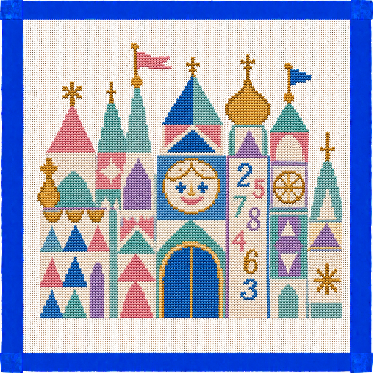 Small World Theme Park Needlepoint Canvas