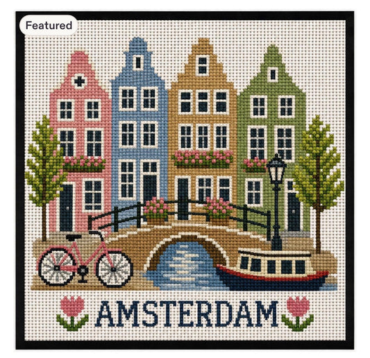 Amsterdam Travel Printed Needlepoint Canvas