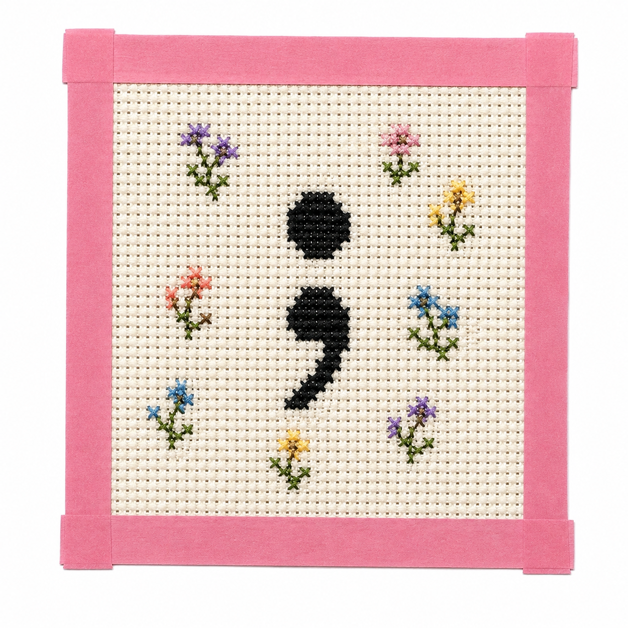 Semi-Colon Ornament/Charm Needlepoint Canvas