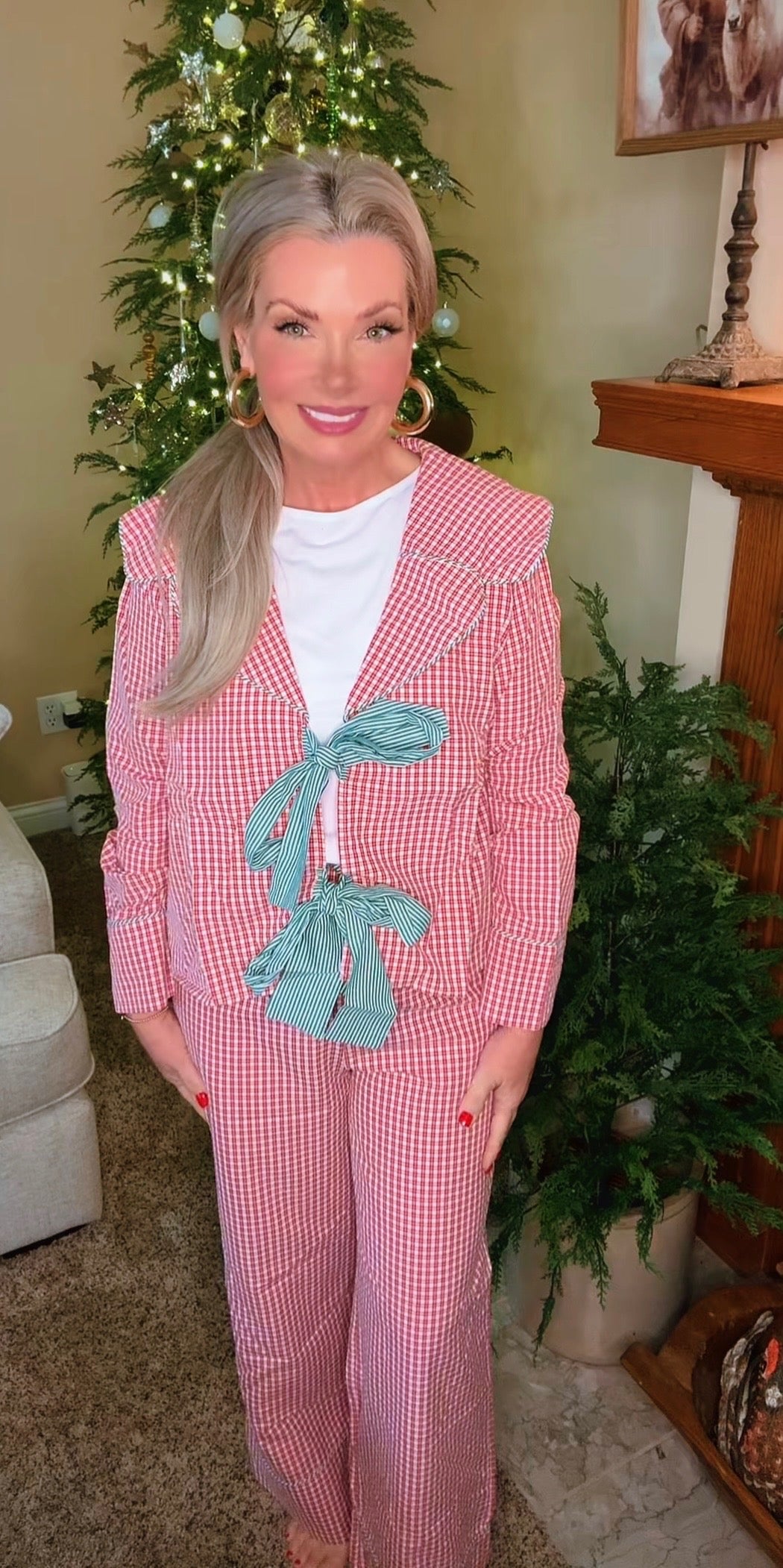 Gingham Checker Plaid Pjs Set