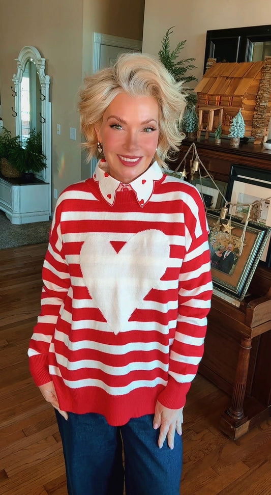 Stripe Heart Sweater