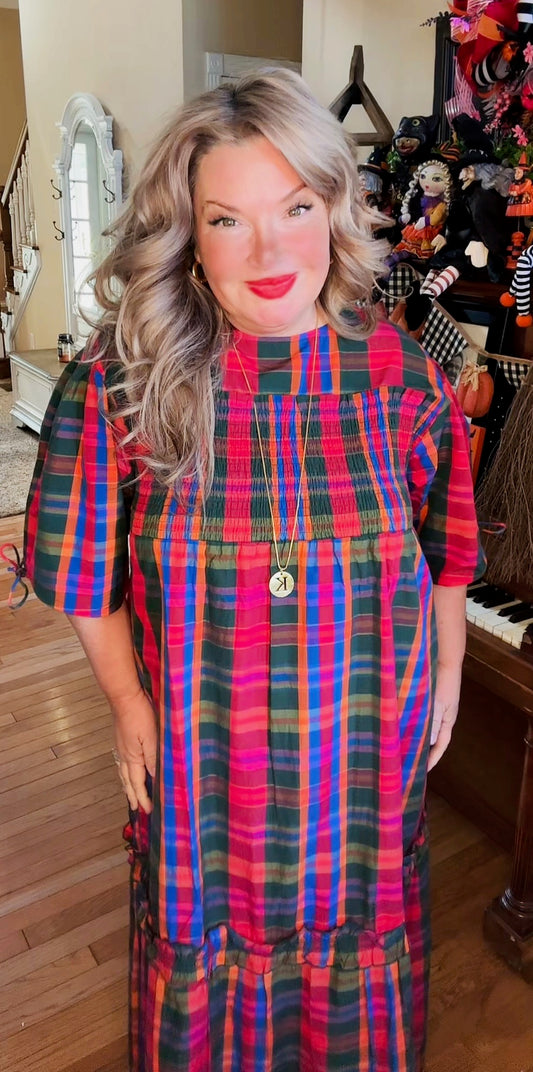 Sunshine Tienda Que Paso Plaid Katrin Dress LP