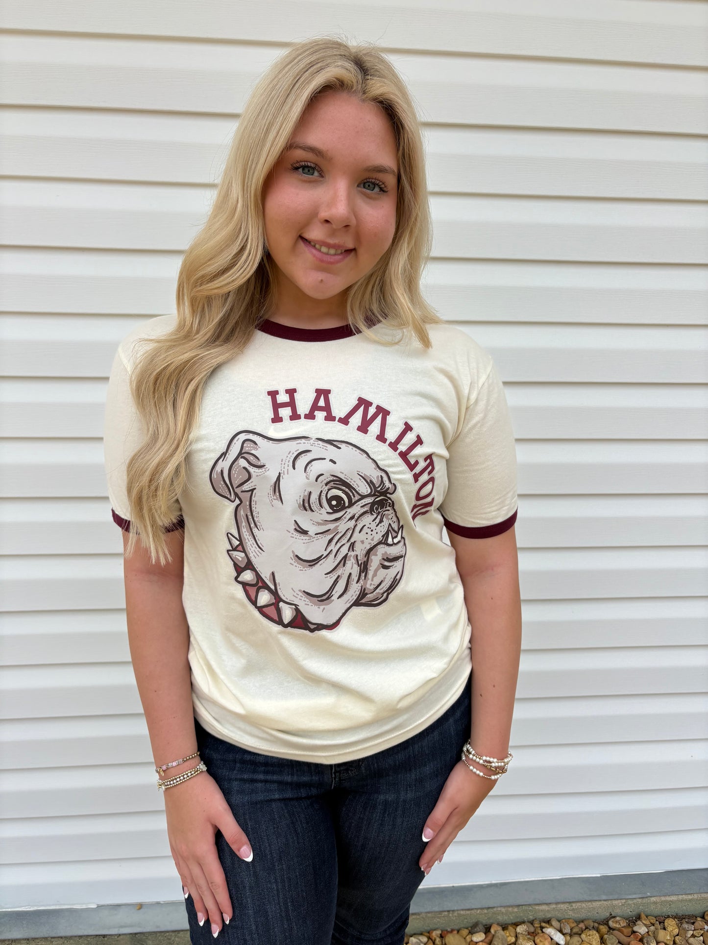 Retro Bulldog Ringer Tee