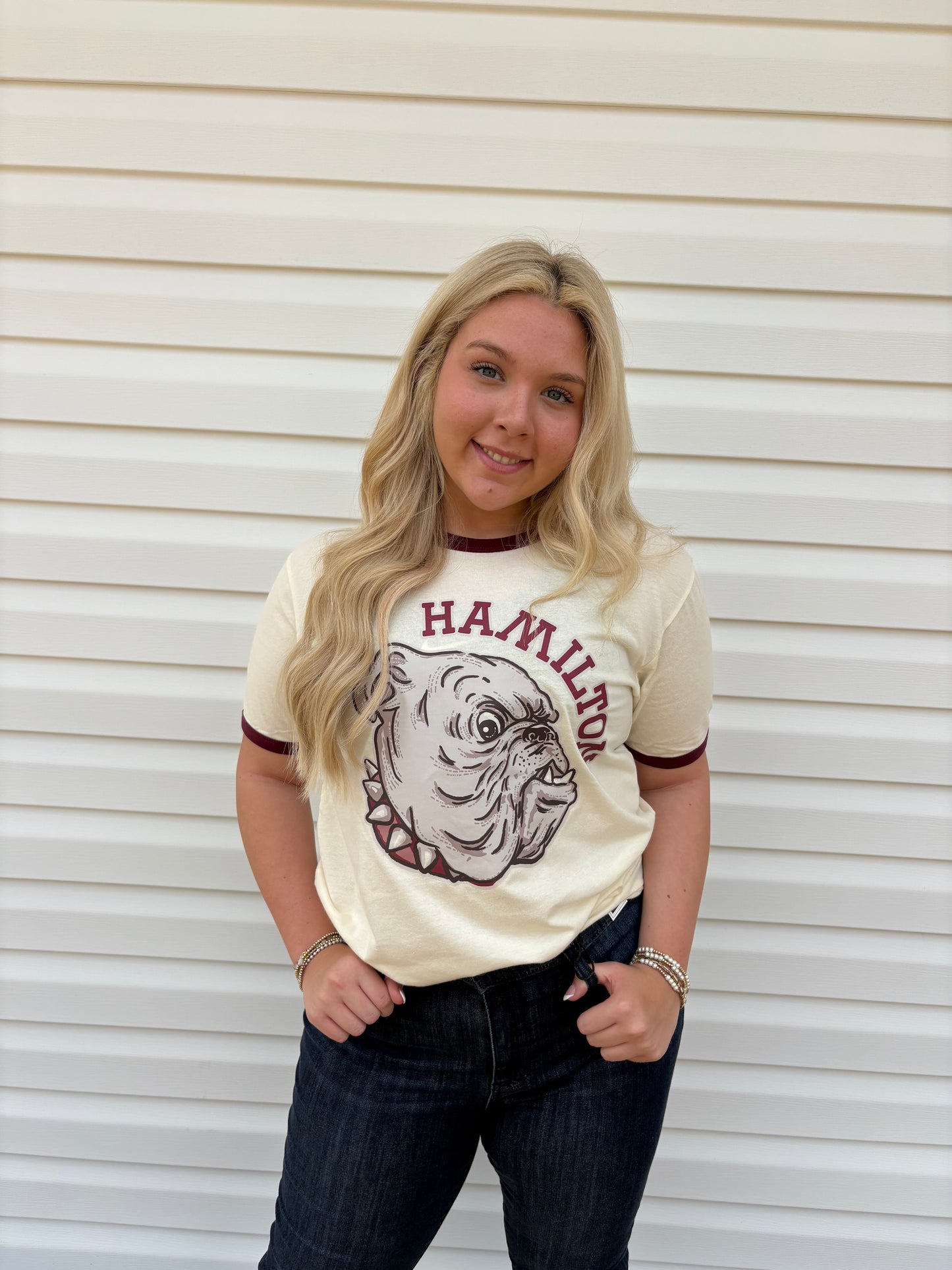 Retro Bulldog Ringer Tee