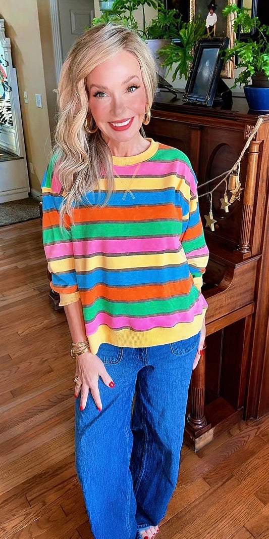 Retro Stripes Oversized Pullover
