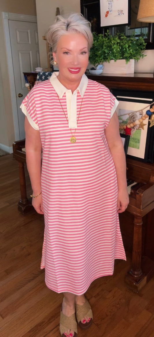 Relaxing in Style Stripe Midi Dress