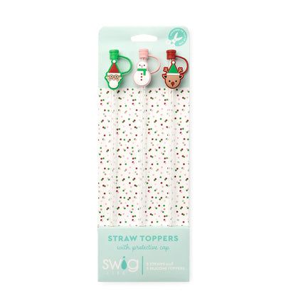 Christmas Crew Straw Topper Set