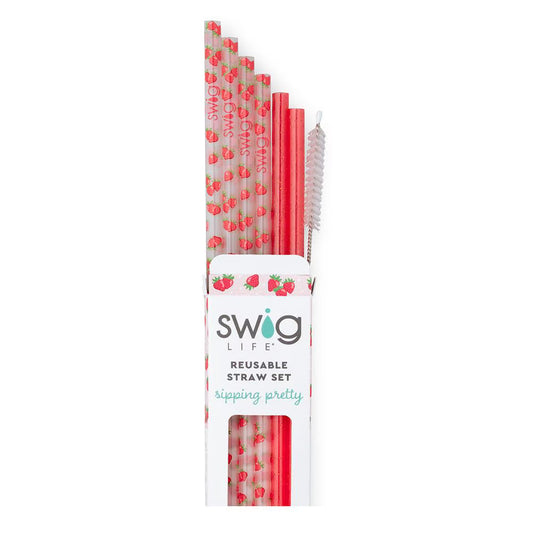 Swig Strawberry Shortcake Reusable Straw Set
