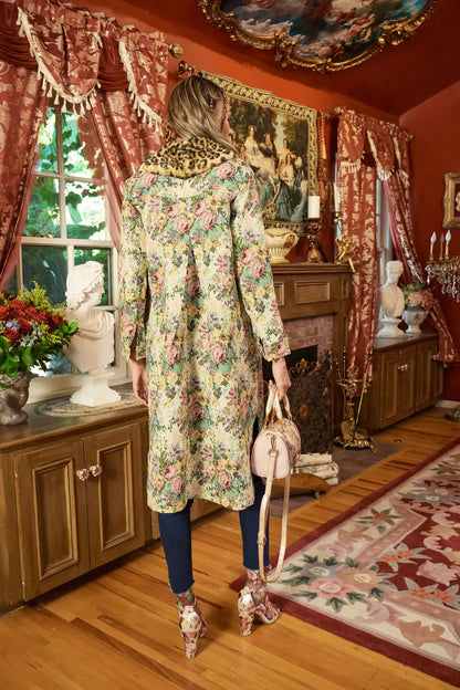 Remember the Time Olive Floral Jacquard Coat