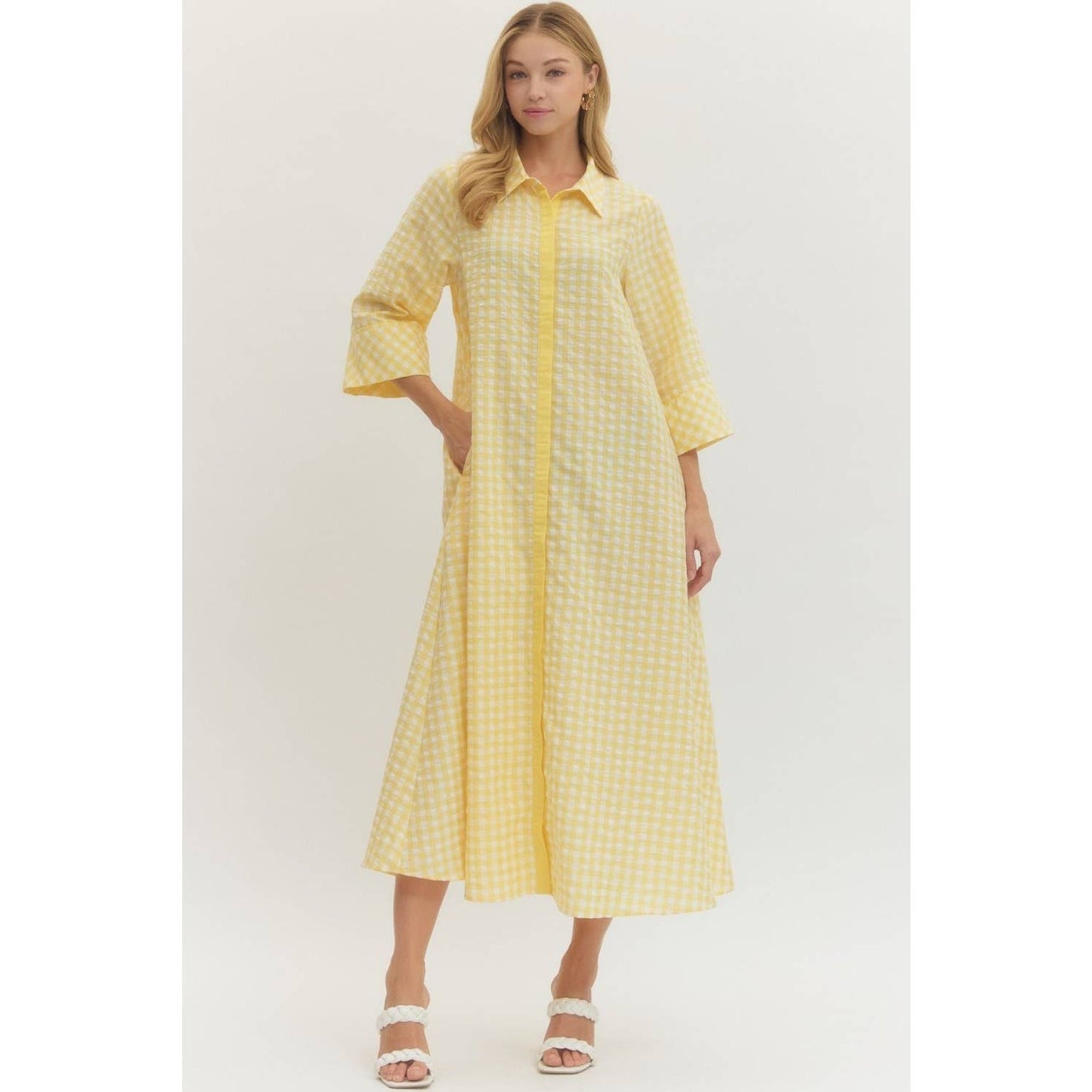 In Love with Gingham Midi Dress