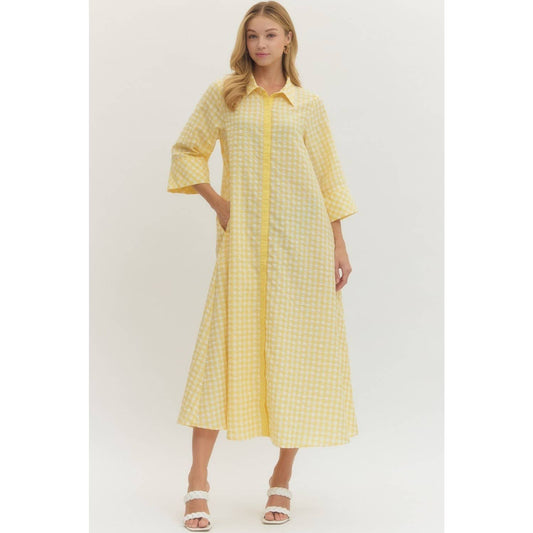 In Love with Gingham Midi Dress