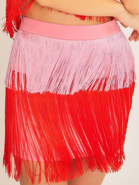 Country Shake Fringe Mini Skirt