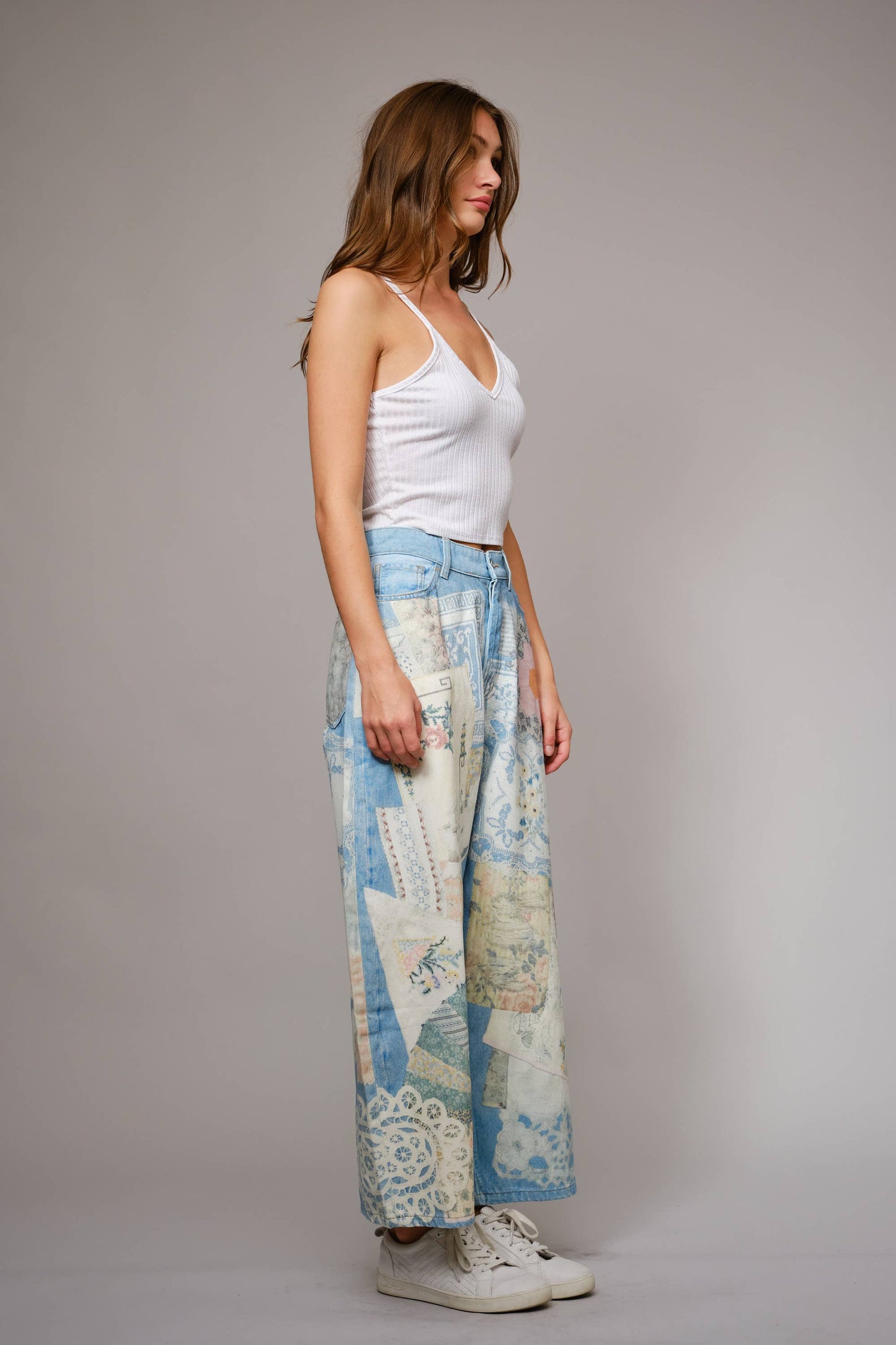 Needlepoint Inspired Denim Pant