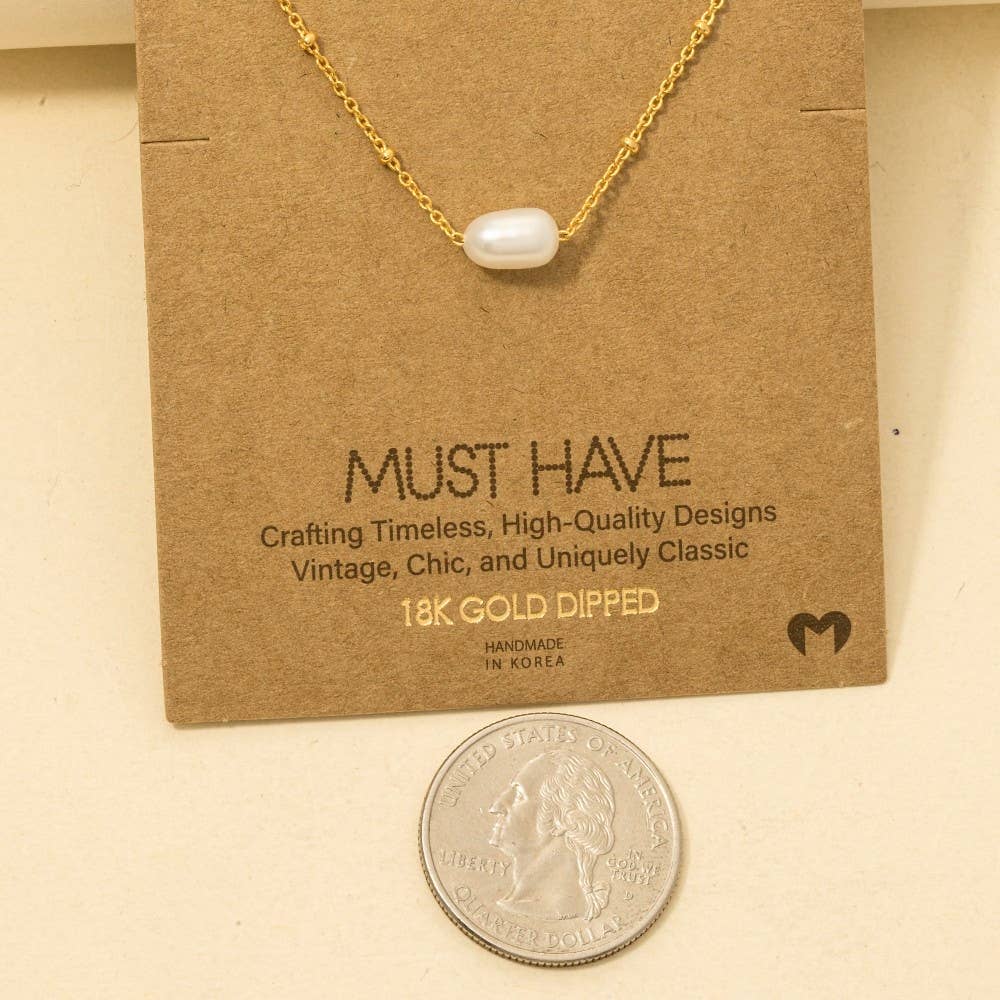 Gold Dipped Pearl Pendant Necklace