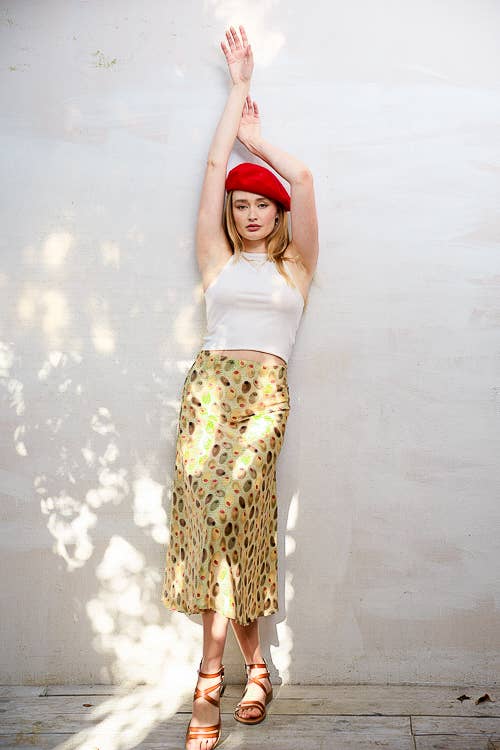 Olive Midi Print Skirt