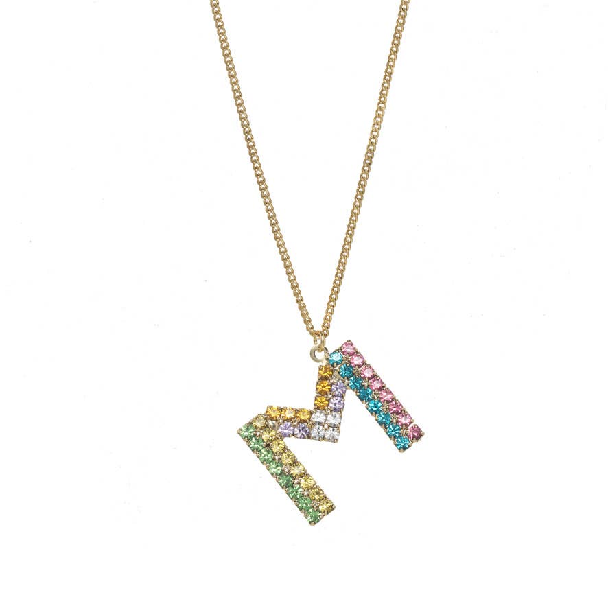 TOVA Mini Monogram Multicolor Crystal Necklace