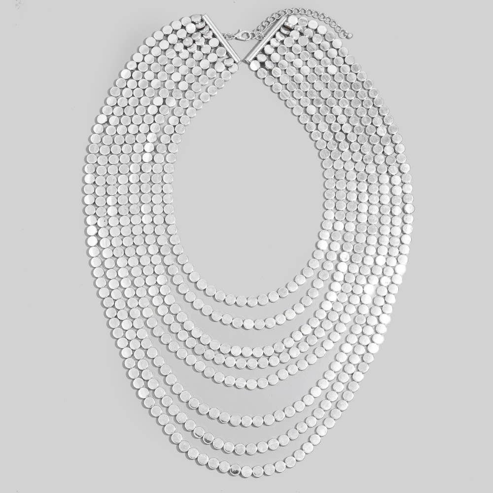 Multi Layered Mini Circle Link Chunky Statement Necklace