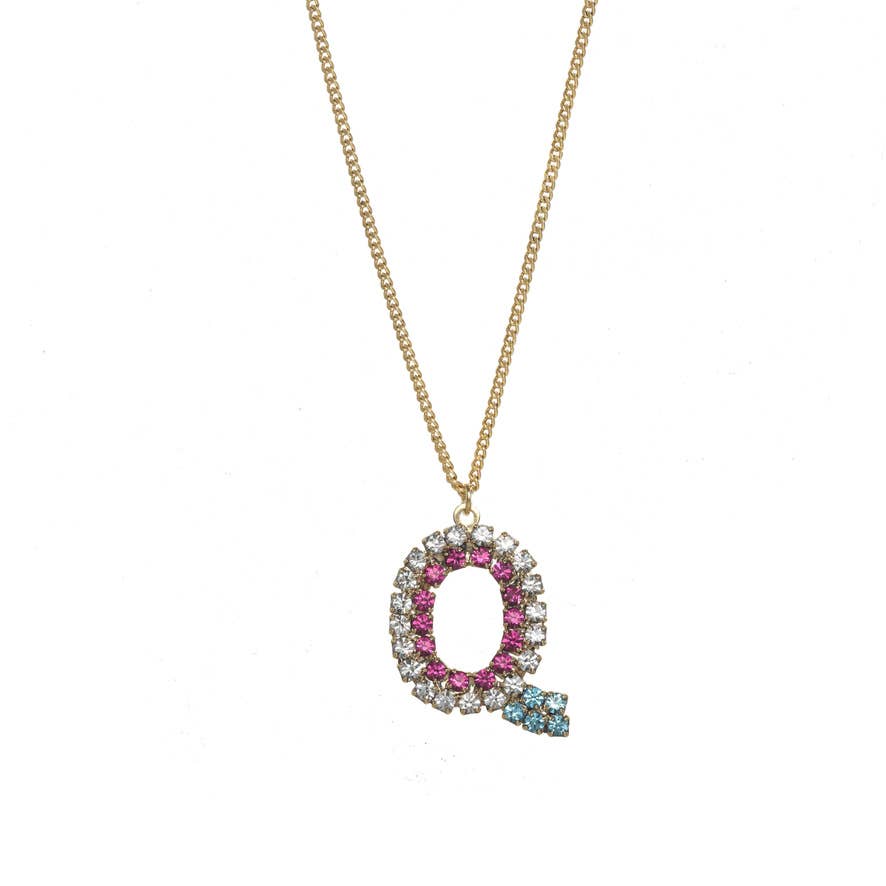 TOVA Mini Monogram Multicolor Crystal Necklace