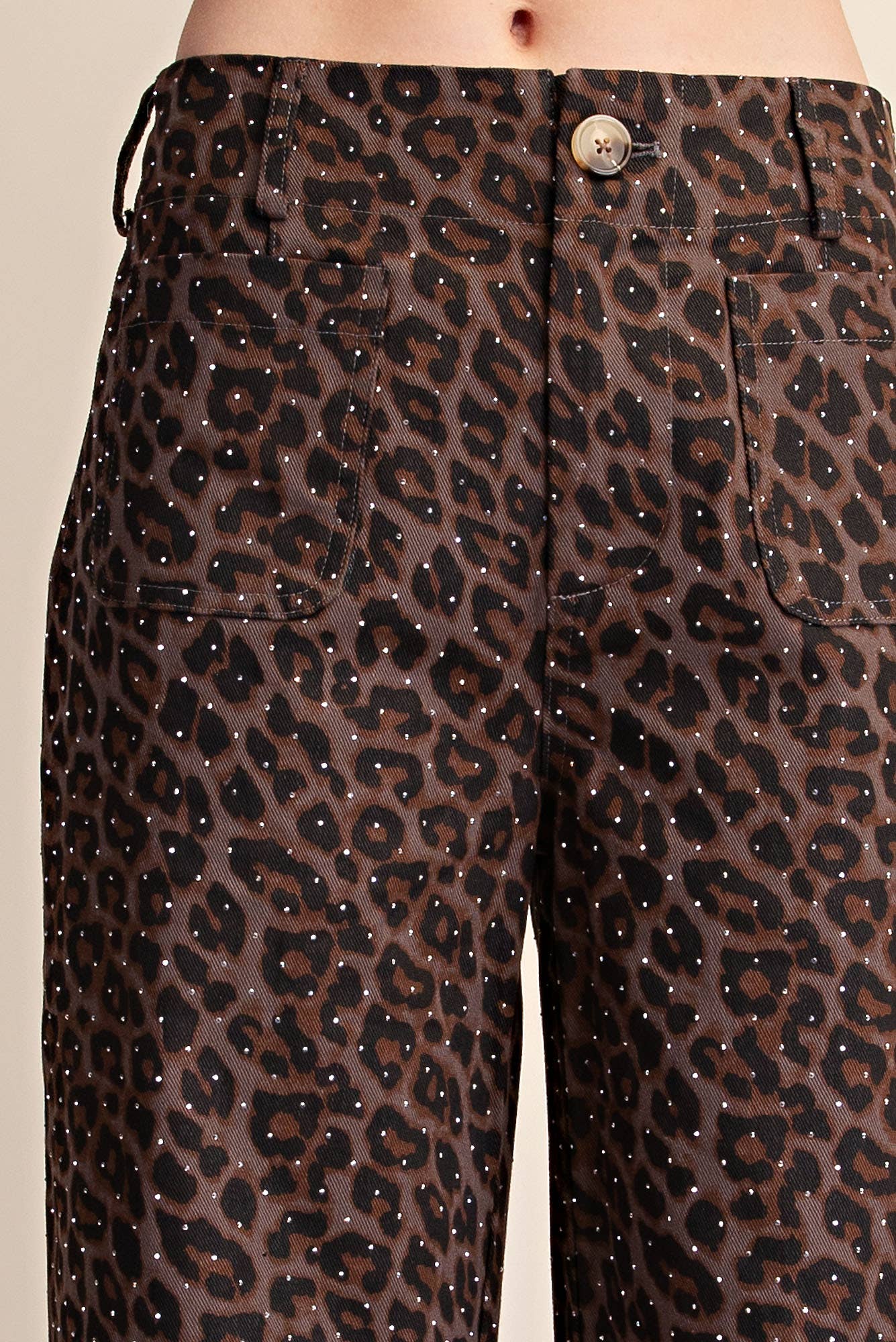 Leopard Colette Cropped Rhinestone Pants