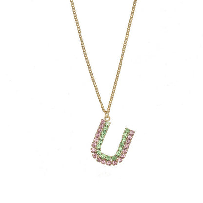 TOVA Mini Monogram Multicolor Crystal Necklace