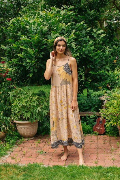 Milk & Honey Bohéme Slip Dress with Bees and Sunflower